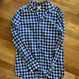 JCrew Navy and White Gingham Button Down Shirt
